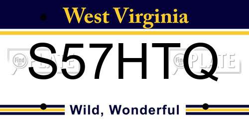 S57HTQ West Virginia License Plate