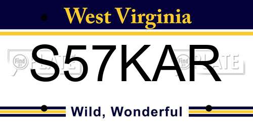 S57KAR West Virginia License Plate