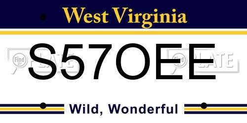 S57OEE West Virginia License Plate