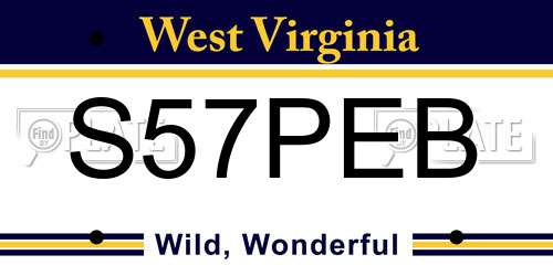 S57PEB West Virginia License Plate