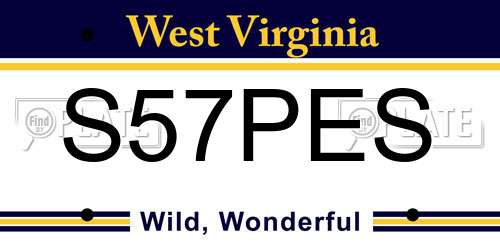 S57PES West Virginia License Plate