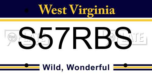 S57RBS West Virginia License Plate