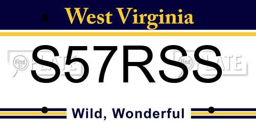 S57RSS West Virginia License Plate