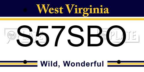 S57SBO West Virginia License Plate
