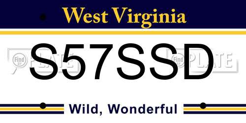S57SSD West Virginia License Plate