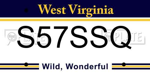 S57SSQ West Virginia License Plate