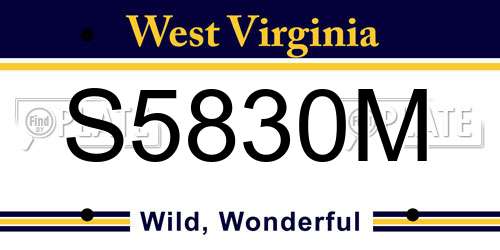 S5830M West Virginia License Plate