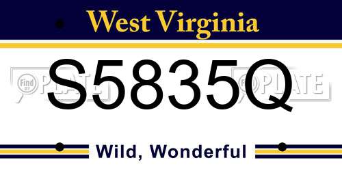 S5835Q West Virginia License Plate