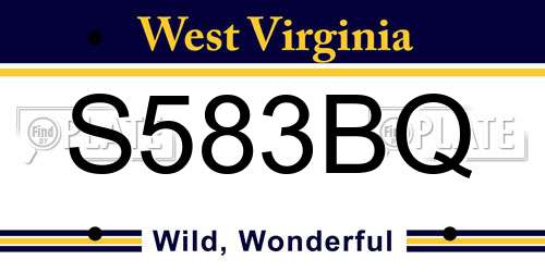 S583BQ West Virginia License Plate