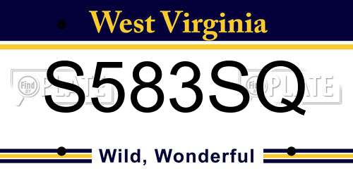 S583SQ West Virginia License Plate