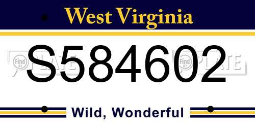 S584602 West Virginia License Plate