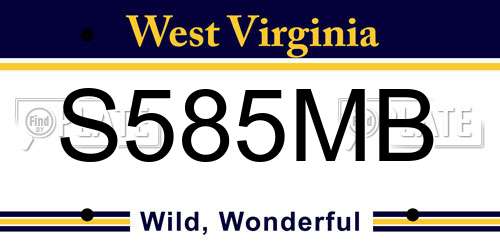 S585MB West Virginia License Plate