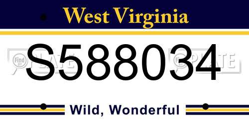 S588034 West Virginia License Plate