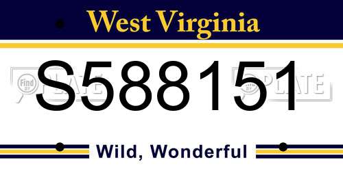 S588151 West Virginia License Plate