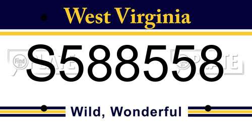 S588558 West Virginia License Plate