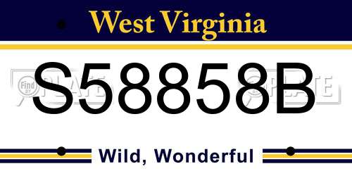 S58858B West Virginia License Plate