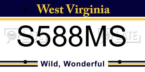 S588MS West Virginia License Plate