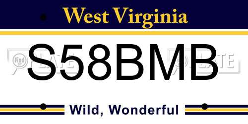 S58BMB West Virginia License Plate