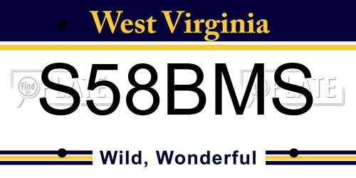 S58BMS West Virginia License Plate