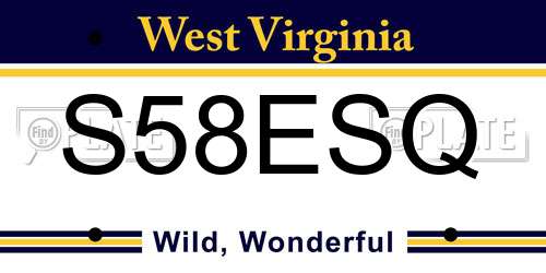 S58ESQ West Virginia License Plate