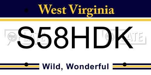 S58HDK West Virginia License Plate