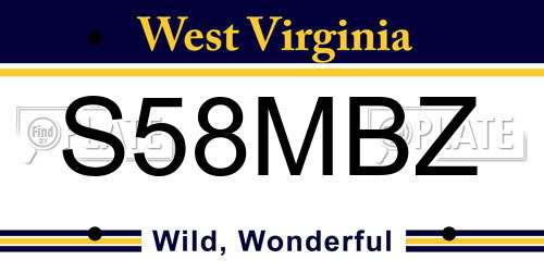 S58MBZ West Virginia License Plate