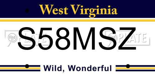 S58MSZ West Virginia License Plate