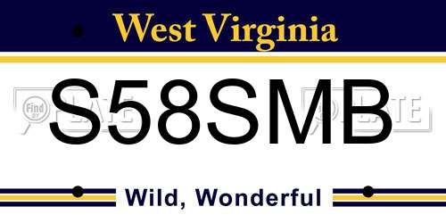 S58SMB West Virginia License Plate