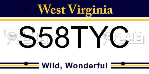 S58TYC West Virginia License Plate