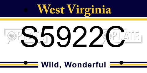 S5922C West Virginia License Plate