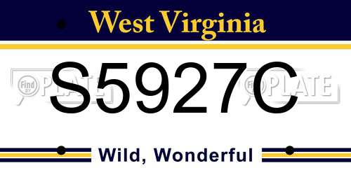 S5927C West Virginia License Plate