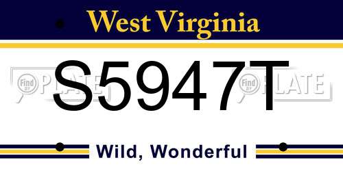 S5947T West Virginia License Plate