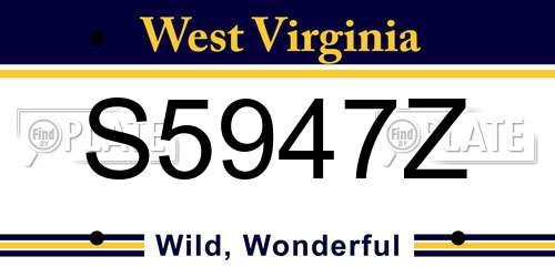 S5947Z West Virginia License Plate
