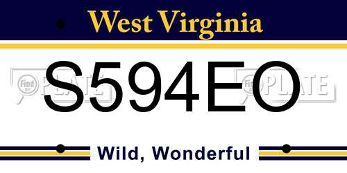 S594EO West Virginia License Plate