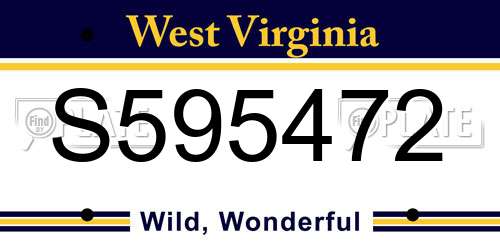 S595472 West Virginia License Plate