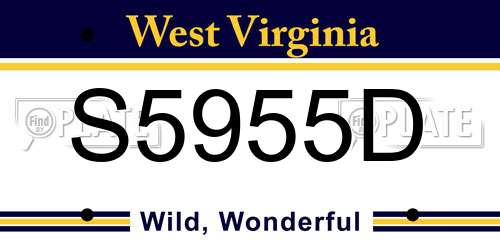 S5955D West Virginia License Plate