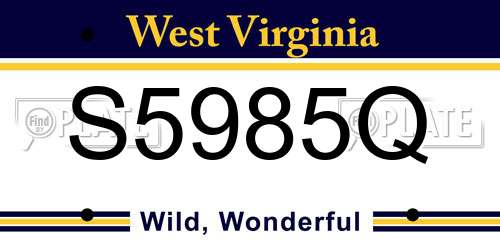 S5985Q West Virginia License Plate