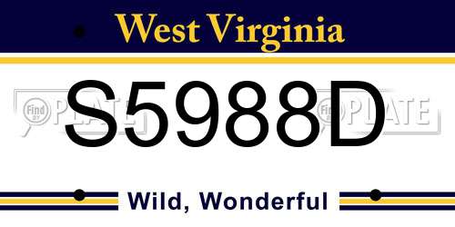 S5988D West Virginia License Plate