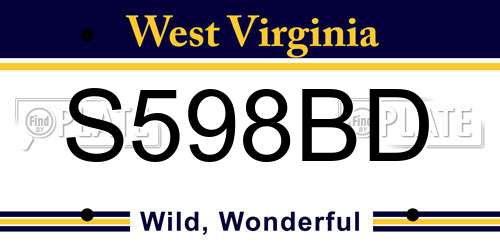 S598BD West Virginia License Plate