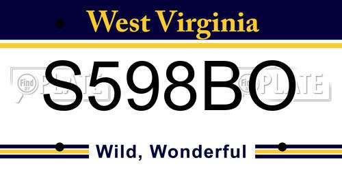 S598BO West Virginia License Plate
