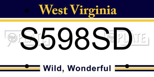 S598SD West Virginia License Plate