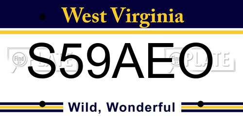 S59AEO West Virginia License Plate