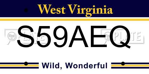 S59AEQ West Virginia License Plate