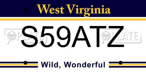 S59ATZ West Virginia License Plate