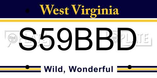 S59BBD West Virginia License Plate