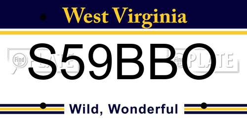 S59BBO West Virginia License Plate