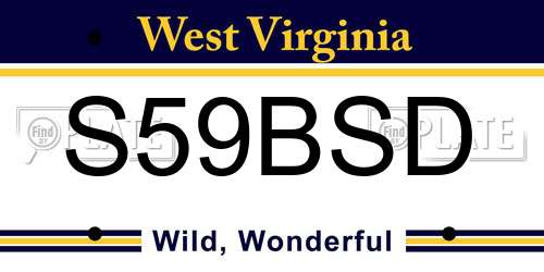 S59BSD West Virginia License Plate
