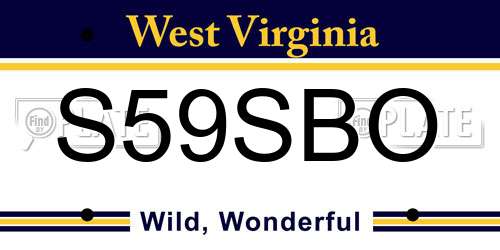 S59SBO West Virginia License Plate