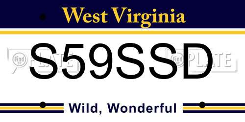 S59SSD West Virginia License Plate