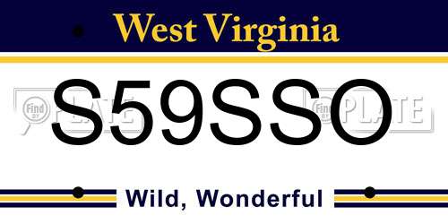 S59SSO West Virginia License Plate